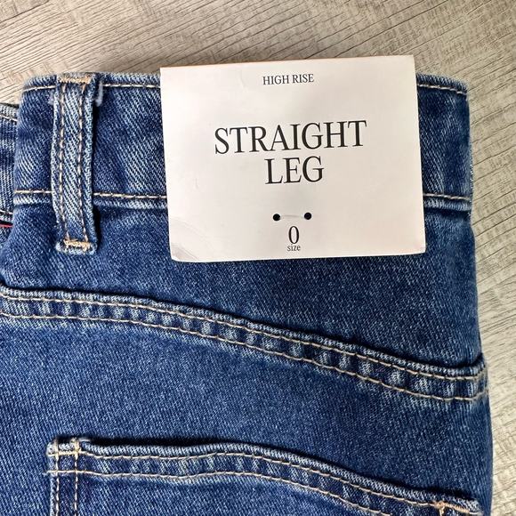 Future Collective Jeans Medium Wash Women's 0 Blue High Rise Denim Straight Leg - Picture 5 of 7